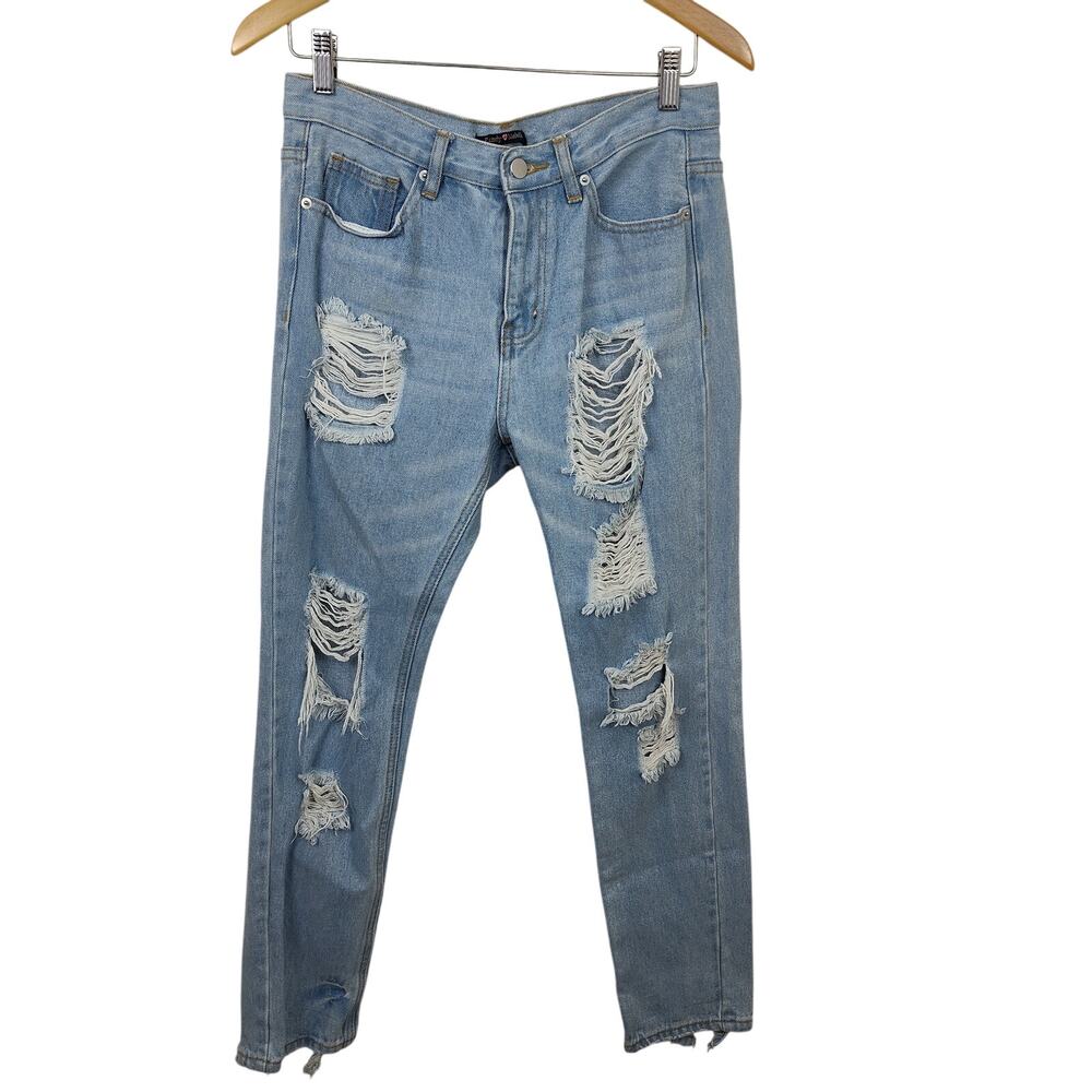BRANDY MELVILLE DESTROYED JEANS WOMEN SIZE SMALL RIPPED DISTRESSED LIGHT WASH